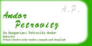 andor petrovitz business card